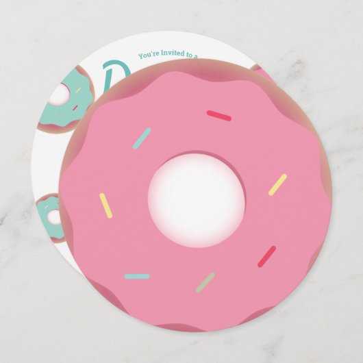 Aquamarin und rosa Donut Sprinkle Mix Runde Einladung (Vorne/Hinten)
