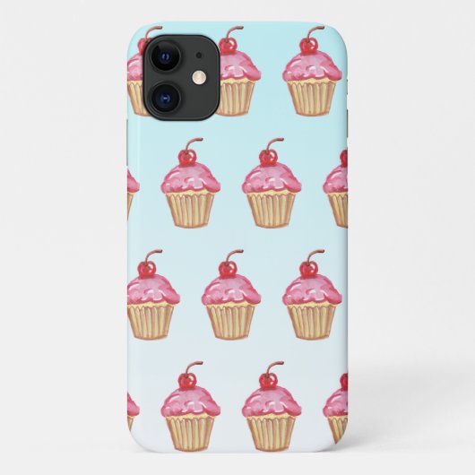 Aquamarin und rosa Erdbeere Cupcakes Case-Mate iPhone Hülle (Rückseite)