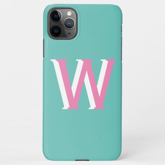 Aquamarin und rosa Initial iPhone 11Pro Max Case Hülle (Rückseite)