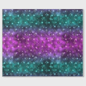 Aquamarin und rosa Ombre Glitzer Celestial Muster Geschenkpapier (Flach)