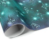 Aquamarin und rosa Ombre Glitzer Celestial Muster Geschenkpapier (Rolleneckpunkt)