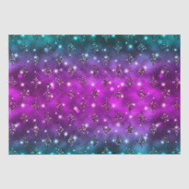 Aquamarin und rosa Ombre Glitzer Celestial Muster Seidenpapier