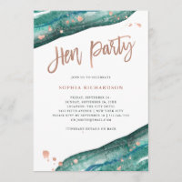 Aquamarin und Rose Gold Geode Hen Party mit Routen
