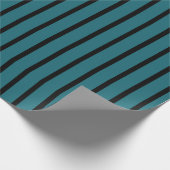Aquamarin und schwarz gestreift geschenkpapier (Ecke)
