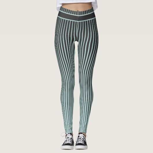 Aquamarin und schwarz gestreift leggings (Vorderseite)