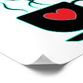 Aquamarin und schwarz Geweckt Unterschrift für Küc Poster (Ecke)