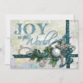 Aquamarin und silber feiertagskarte (Vorderseite)