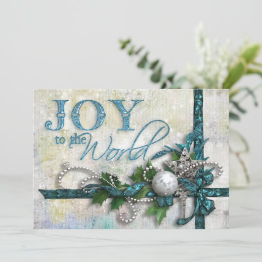 Aquamarin und silber feiertagskarte (Stehend Vorderseite)