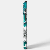 Aquamarin und silber Moderne Abstrakte Blume Case-Mate iPhone Hülle (Rückseite / Links)