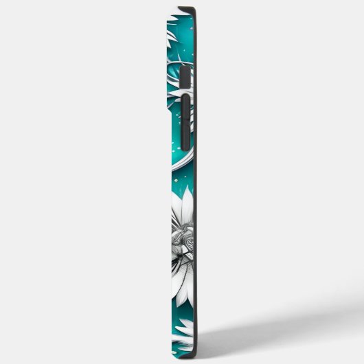 Aquamarin und silber Moderne Abstrakte Blume Case-Mate iPhone Hülle (Rückseite / Links)