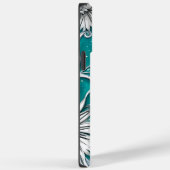 Aquamarin und silber Moderne Abstrakte Blume Case-Mate iPhone Hülle (Rückseite / Rechts)