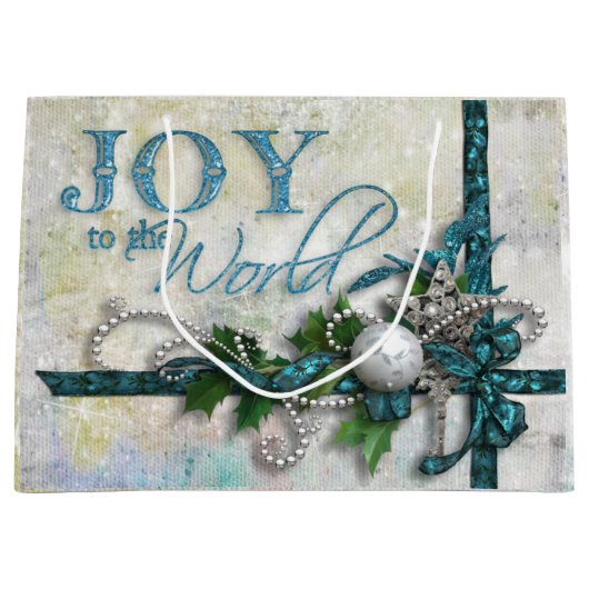 Aquamarin und silber Personalisiert Große Geschenktüte (Vorderseite)