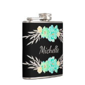 Aquamarin und silberfarbener Monogramm-Kolben Flachmann (Rechts)