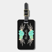 Aquamarin- und Silbertablett für Monogramm Gepäckanhänger (Vorderseite vertikal)