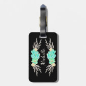 Aquamarin- und Silbertablett für Monogramm Gepäckanhänger (Rückseite vertikal)