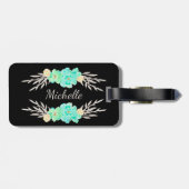 Aquamarin- und Silbertablett für Monogramm Gepäckanhänger (Rückseite horizontal)