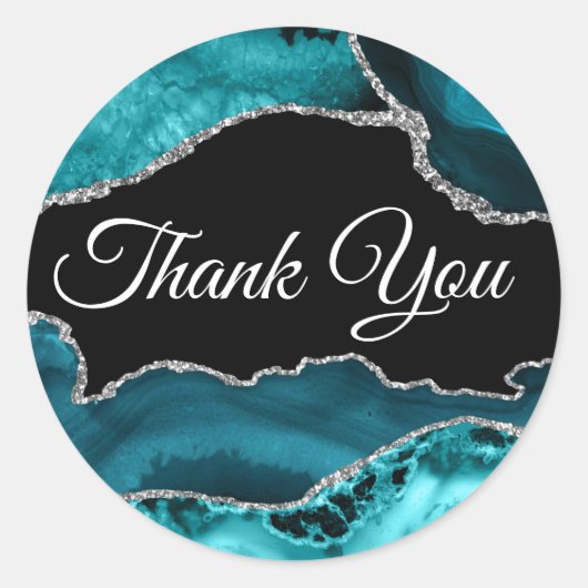 Aquamarin und Silver Agate Vielen Dank Runder Aufkleber (Vorderseite)