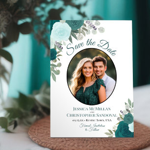 Aquamarin und türkisfarben Elegantes Floral Boho H Save The Date