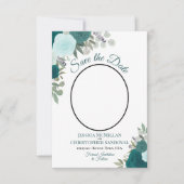 Aquamarin und türkisfarben Elegantes Floral Boho H Save The Date (Vorderseite)