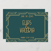 Aquamarin und Tuxedos Save the Date (Vorne/Hinten)