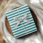 Aquamarin und weiß, einfach, horizontal gestreift geschenkpapier<br><div class="desc">Aquamarines und weißes,  einfaches,  horizontales Streifenpapier</div>