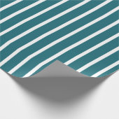 Aquamarin und Weiß Striped Geschenkpapier (Ecke)
