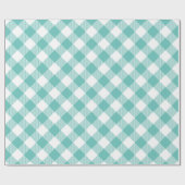 Aquamarin und White Gingham Kariert Geschenkpapier (Flach)