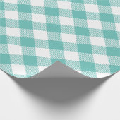 Aquamarin und White Gingham Kariert Geschenkpapier (Ecke)