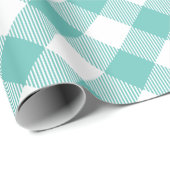 Aquamarin und White Gingham Kariert Geschenkpapier (Rolleneckpunkt)