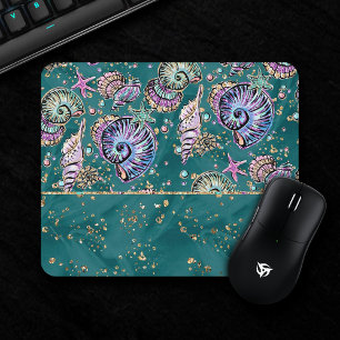 Aquamarin Underwater Luxe   Gorgeous Pastel Seashe Mousepad