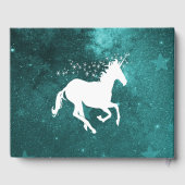 Aquamarin Unicorn Wedding Gästebuch (Rückseite)