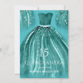 Aquamarin unter dem Meeresschutzkleid Quinceanera Einladung (Vorderseite)