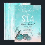 Aquamarin unter den Muscheln Strand Sweet 16 Party Einladung<br><div class="desc">für jedes Ereignis anpassen</div>