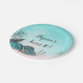 Aquamarin unter den Muscheln Strand Sweet 16 Party Pappteller (Schrägansicht)