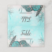 Aquamarin unter den Muscheln Strand Sweet 16 Party Platzkarte (Außenseite Aufgefaltet)