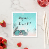 Aquamarin unter den Muscheln Strand Sweet 16 Party Serviette (Beispiel)