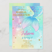 Aquamarin unter Meeresfrüchte Schwanz Birthday Ein Einladung (Vorne/Hinten)