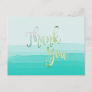 Aquamarin Vielen Dank an Watercolor Beach Postkarte