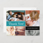 Aquamarin Vielen Dank, dass Sie das zweite Baby-Fo Ankündigungspostkarte (Vorne/Hinten)