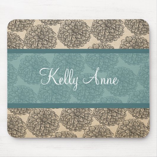 Aquamarin Vintage Zinnia Mousepad (Vorne)