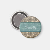 Aquamarin Vintages Zinnia Magnet (Vorderseite/Rückseite)