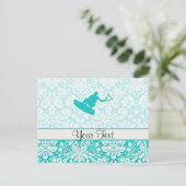 Aquamarin Wakeboarder Postkarte (Stehend Vorderseite)