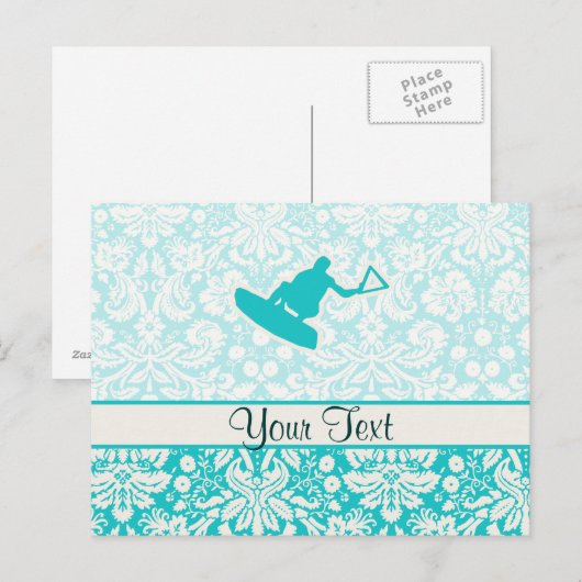 Aquamarin Wakeboarder Postkarte (Vorne/Hinten)