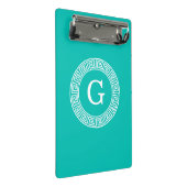 Aquamarin, was für ein erstes Monogramm des griech Mini Klemmbrett (Schrägansicht)