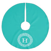 Aquamarin, was für ein erstes Monogramm des griech Polyester Weihnachtsbaumdecke (Vorderseite)