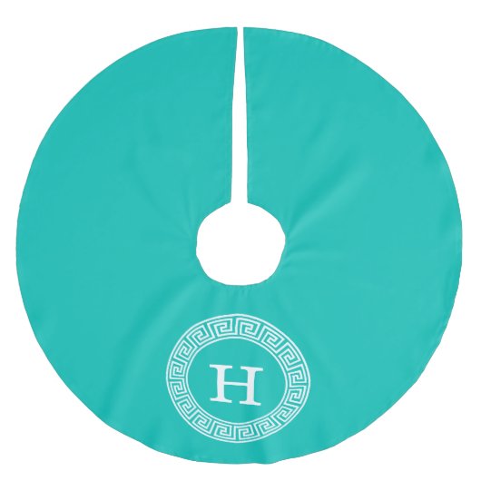 Aquamarin, was für ein erstes Monogramm des griech Polyester Weihnachtsbaumdecke (Vorderseite)