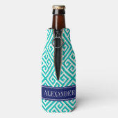 Aquamarin, was griechisches Schlüsseldiag T Navy N Flaschenkühler (Flasche Rückseite)