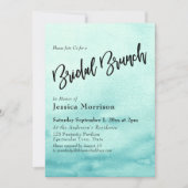 Aquamarin Watercolor Ombre Bridal Brunch Einladung (Vorderseite)