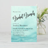 Aquamarin Watercolor Ombre Bridal Brunch Einladung (Stehend Vorderseite)