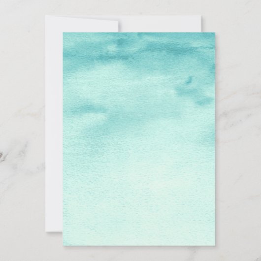 Aquamarin Watercolor Ombre Bridal Brunch Einladung (Rückseite)
